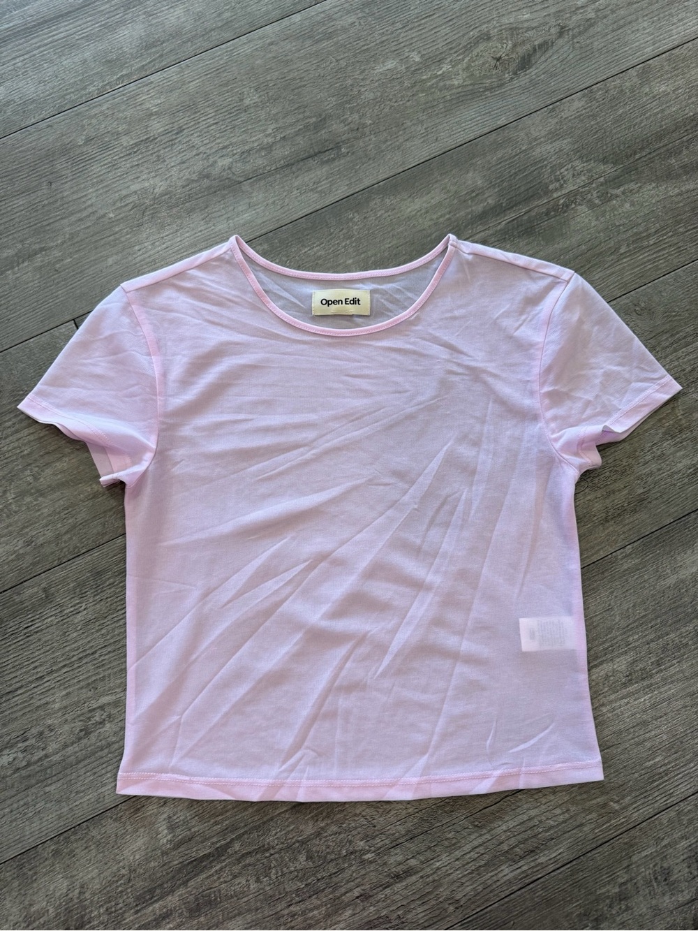 Open Edit Classic Crew Neck Tee in Pale Pink